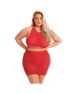 Pink Lipstick Midnight Sun Skirt Set Red Qn