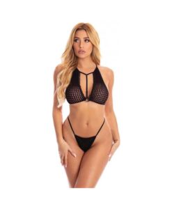Pink Lipstick The Real Me Bralette & Thong Black O/s