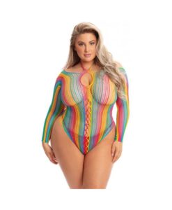 Pink Lipstick More Color Long Sleeve Bodysuit Rainbow Qn