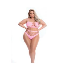 Pink Lipstick Neon Dreams Bra & High Waist Thong Pink Qn