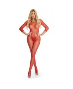 Pink Lipstick Risqué Crotchless Bodystocking Red M/l