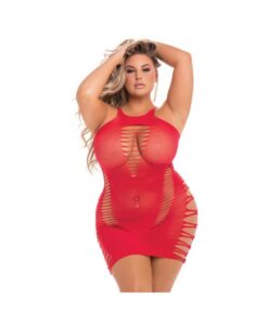 Back 2 Basixxx High Neck Dress Red 1X/3X