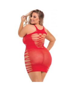 Alternative view of Back 2 Basixxx High Neck Dress Red 1X/3X