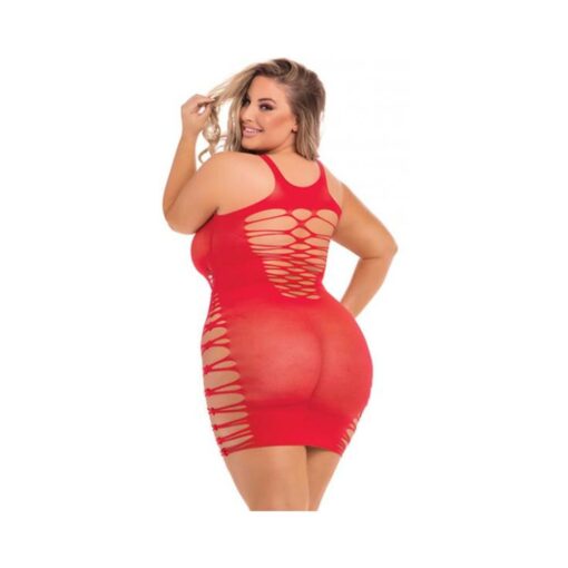 Back 2 Basixxx High Neck Dress Red 1X/3X - Image 2