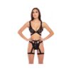 Rene Rofe Straps & Garters Bra Set Black M/l