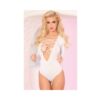 Pink Lipstick Lace To The Top Bodysuit White M/L