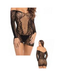 Demure Long Sleeve Mini Dress Black S/M