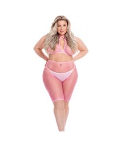 Pink Lipstick Sunset Glow Halter Bra & Bike Short Pink Qn