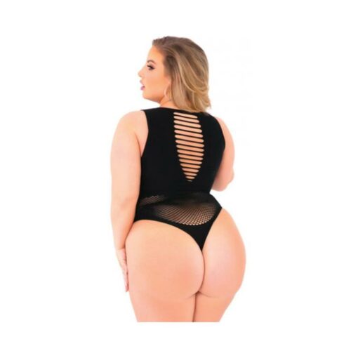 Pink Lipstick Low Blow Cut Out Bodysuit Black Qn - Image 2