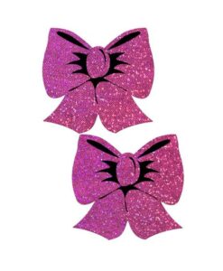 Pastease Bow: Hot Pink Glitter Bows Nipple Pasties