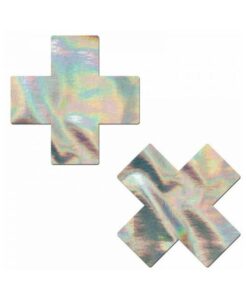 Pastease Holographic Crosses Pasties Silver