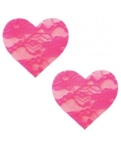 Neva Nude Black Light Lace Heart Pasties - Pink O/s