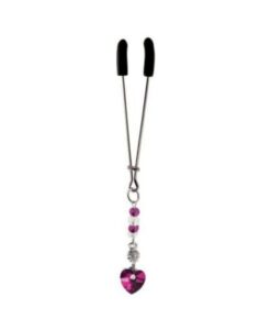 Bijoux De Cli Tweezer W/ Heart Charm & Fuchsia Beads