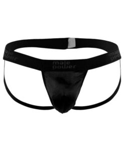Male Power Satin Lycra Jock Strap S/M Black