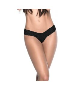 Patterned Lace Thong Black Xl