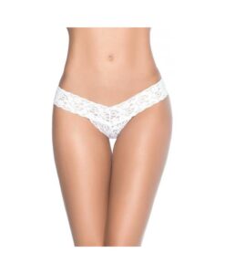 Patterned Lace Thong White Md