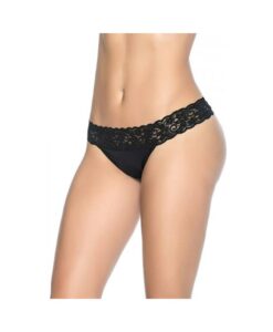 Lace Trim Thong Black Xl