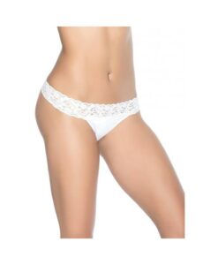 Lace Trim Thong White Md