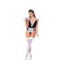 3 Pc French Maid Bodysuit, Apron & Head Piece Black/white S/m