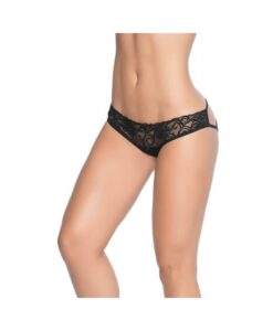 Lace Panty W/back Cage Black Sm