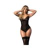 Shadow Stripe & Lace Teddy W/hook & Eye Closure Black Xl