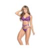 Sheer Mesh Cross Over Top W/adjustable Straps & Removable Strappy Panty Orchid M/l