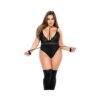 Bodysuit W/detachable Chain Wrist Straps & Harness Black 1x/2x