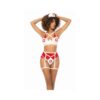 3 Pc Nurse Underwire Top, Open Back Bottom W/attached Garterbelt & Head Piece Red/wht L/xl