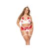 3 Pc Nurse Underwire Top, Open Back Bottom W/attached Garterbelt & Head Piece Red/wht 1x/2x