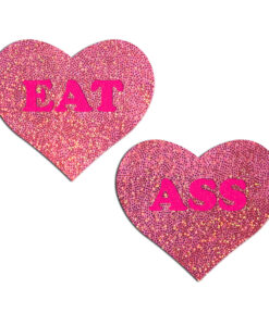 Pastease Eat Ass Hearts Pink Glitter