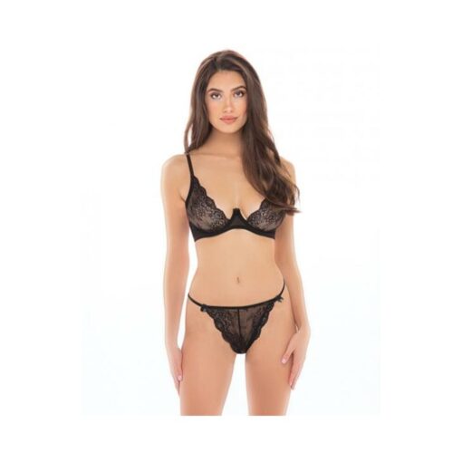 Rene Rofe Staying In Bra Top & Thong Black M/l
