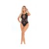 Pink Lipstick Highneck Bodysuit Black O/s