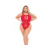 Pink Lipstick Highneck Bodysuit (fits Up To 3x) Red Qn