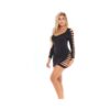 Pink Lipstick Bold Babe Long Sleeve Dress Black O/s