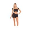 Pink Lipstick On Your Mind Bandeau W/shoulders & Short Black O/s