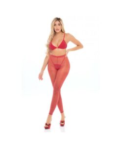 Pink Lipstick Tall Order Bra Top & Leggings Red O/s