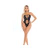 Pink Lipstick Treat Me Right Strapless Bodysuit Black O/s