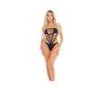 Pink Lipstick Bad Habits Strapless Bodysuit Black O/s
