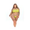 Pink Lipstick Dance With Me Lrge Fshnet Romper, Bndeau Top & G-strng (fits Up To 3x) Neon Yellw Qn