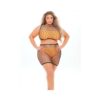 Pink Lipstick Crave You Lrge Fshnet Cami Top,skrt,bandeau Top & Panty(fits Up To 3x)neon Orange Qn