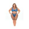 Pink Lipstick Brace For Impact Large Fishnet Top, Shorts, Bra & Thong (fits Up To 3x) Neon Blue Qn