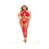 Pink Lipstick Gives You Hell Halter Bra, Pantyhose & G-string Red Qn