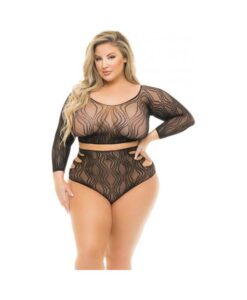 Pink Lipstick Back Me Up Top & High Waist Panty Black Qn