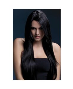 Smiffy Fever Wig Amber 28 inches Long with Bangs Black