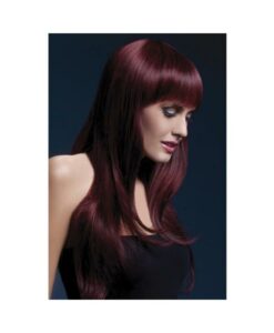 Smiffy Fever Wig Sienna 26 inches Long Feathered Black Cherry