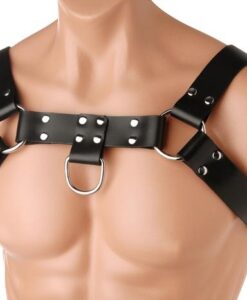 English Bull Dog Harness Black Leather