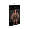Noir Handmade Tulle Bodysuit With Patterned Flock Embroidery L