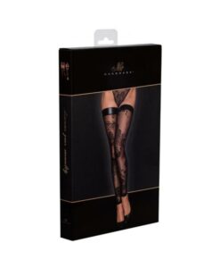 Noir Handmade Tulle Stockings With Patterned Flock Embroidery Xl