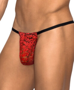 MP Stretch Lace Posing Strap Red O/S