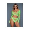 Floral Delight Bodystocking Neon Green Os